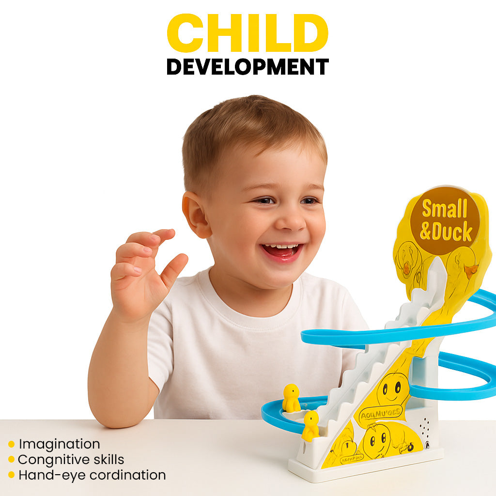 Children's Little Duck™ Climbing Stairs Educational Slide Toy – Light & Music (6+1 Ducks, Battery Version)